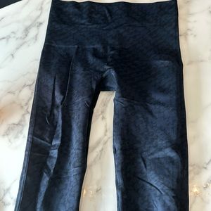 Blue and black leggings